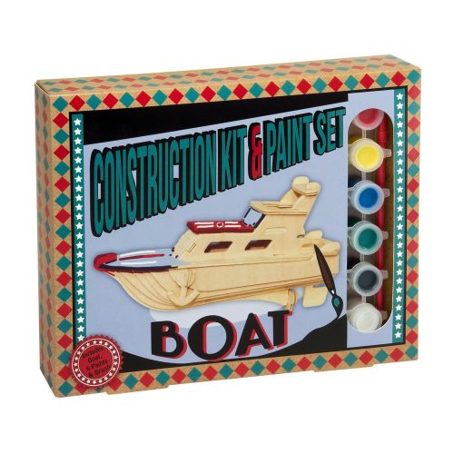 PP Hajó fa építő szett, festékkel