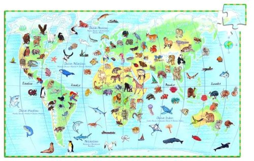 Föld állatai, 100 db-os megfigyelő puzzle - World's animals + booklet - 100 pcs - Djeco