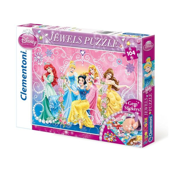 Puzzle 104 db-os - Disney hercegnők puzzle ékkövekkel - Clementoni (20089)