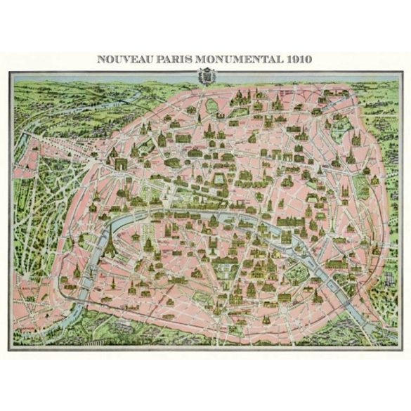 Puzzle 1000 db-os Párizs térkép 1910 - Piatnik