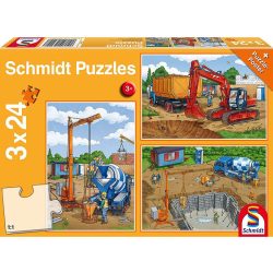 Puzzle 3x24 db-os - Munkagépek - Schmidt 56357