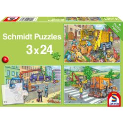 Puzzle 3x24 db-os - Munkagépek - Schmidt 56357