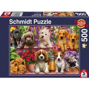 Puzzle 500 db-os - Kutyusok a polcon - Schmidt 58973