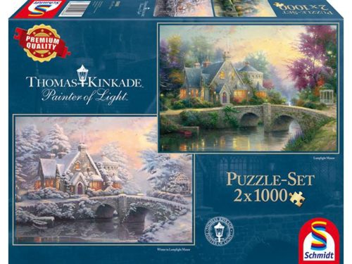 Puzzle 2x1000 db-os - Lamplight Manor/Winter at Lamplight Manor - Thomas Kinkade - Schmidt (59468)