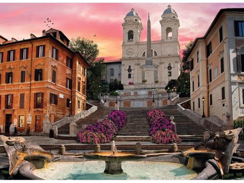 Puzzle 1000 db-os - Romantikus Olaszország: Spanyol lépcső, Róma - Clementoni (39219)